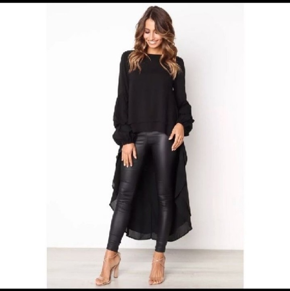 Almost Gone! Trendy & Chic Hi-Low Puff Sleeve Top - Picture 4 of 7